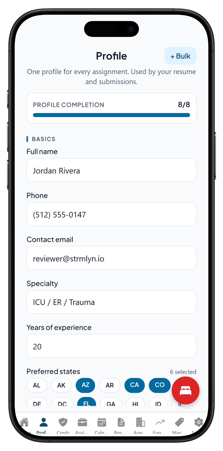 App screen
