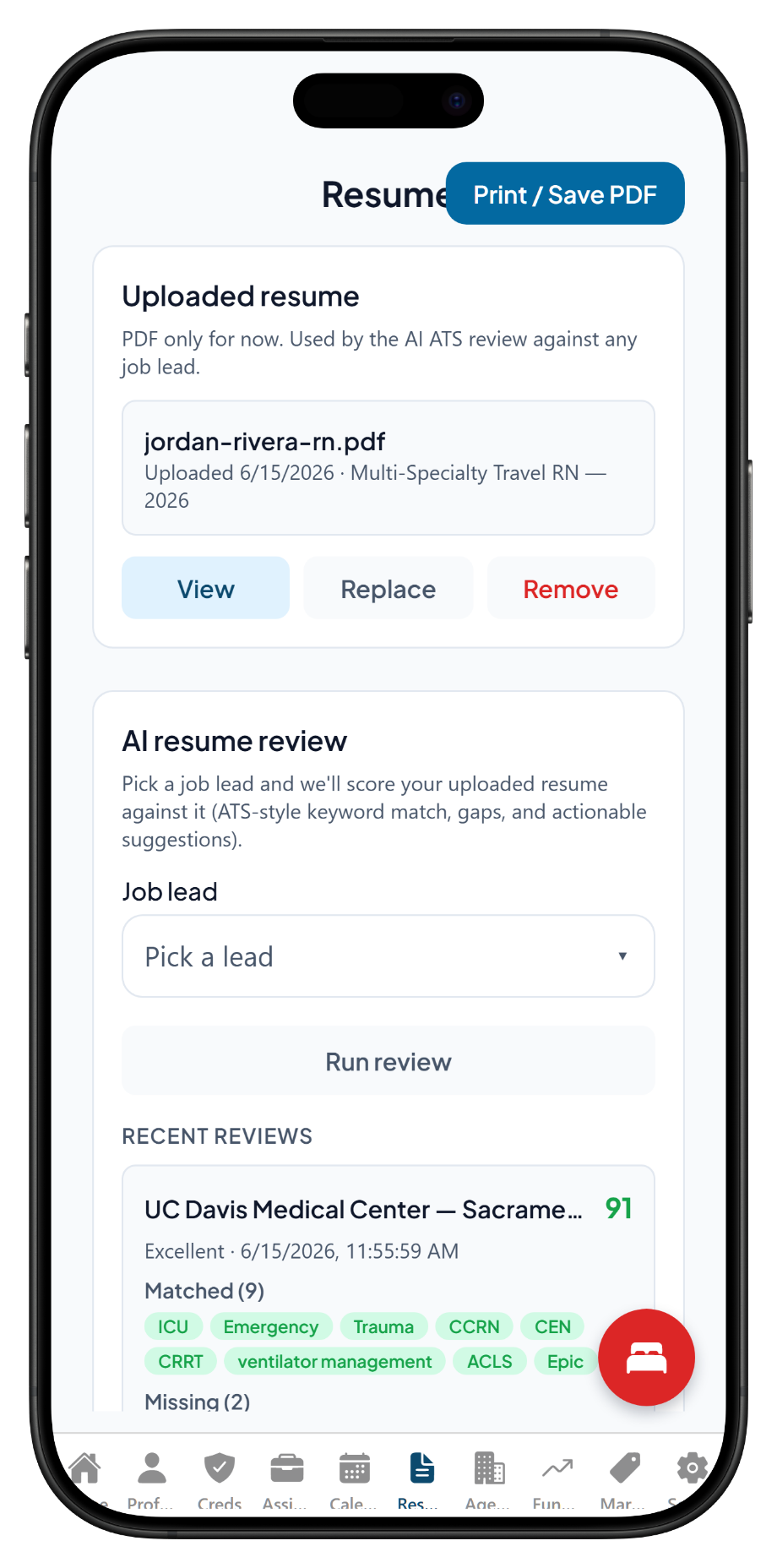 App screen